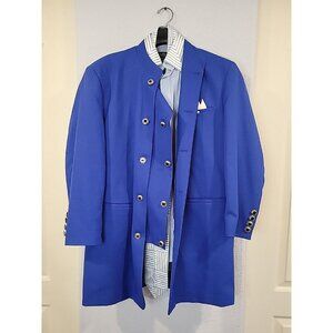 Blue Suit 4 Pc Set 44R Jacket Shirt Tie Pants Officer Gentleman Daniel Ellissa